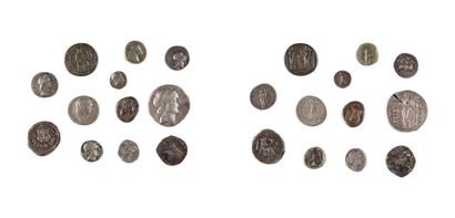 Lot de 12 monnaies antiques, empire romain, grec, et divers null