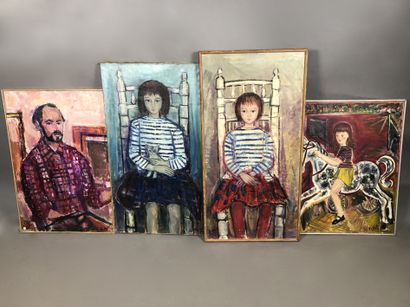 Edouard RIGHETTI 
4 oils on canvas signed...