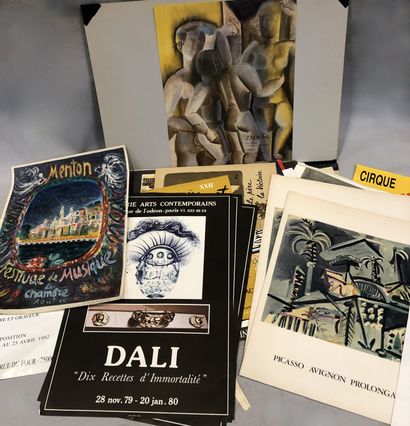 null Binder containing about sixty exhibition posters, including Picasso, Dali, Zadkine,...