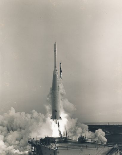 NASA Nasa. Departure of the DELTA 23 rocket from complex 17-A on January 21st 1964....