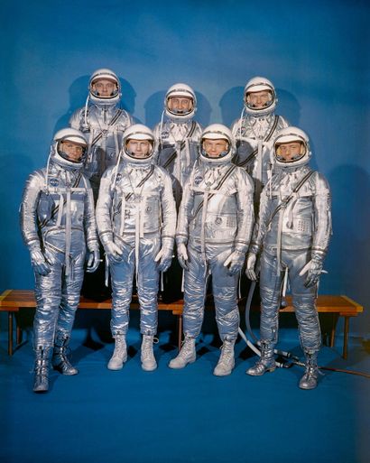 NASA Nasa. This mythical photograph "THE MERCURY 7" presents the pioneers of the...