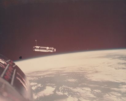 NASA NASA. Space rendezvous with the AGENA module on March 16, 1966. Original chromogenic...