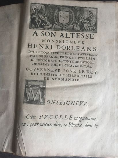 null CHAPELAIN: La Pucelle or France Delivered. Heroic poem. A. Courbé, 1656. In-folio...