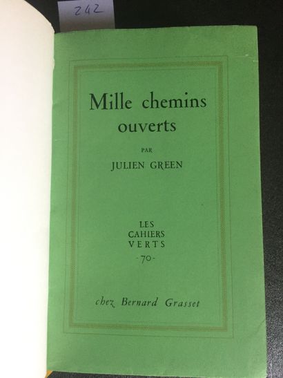 null GREEN (J.): Mille chemins ouverts. Grasset, les Cahiers Verts, 1964. in-12 plein...