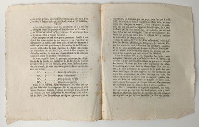 null [SAVOIE] Document printed in Chambéry by Dufour. 4 pp. in-4. Instructions relative...