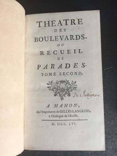  GUEULETTE et MONCRIF: Théâtre des Boulevards ou recueil de parades. Gilles Langlois,...