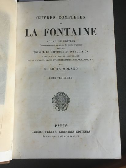 null LA FONTAINE (J. de): Œuvres complètes. Garnier Frères, no date. 2 vols. large...