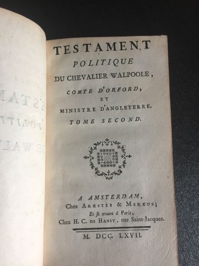 null [MAUBERT de GOUVEST] Political Testament of the Knight Walpoole, Earl of Orford...