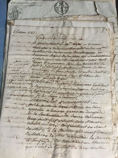  GUYENNE - LIBOURNE. Réunion de 25 documents manuscrits d'époque XVIIIe- début XIXe...