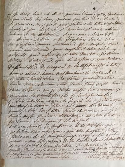 null SAVALETTE de LANGE (Henriette-Jenny): LAS addressed to "Mr le Comte" 2 pages...