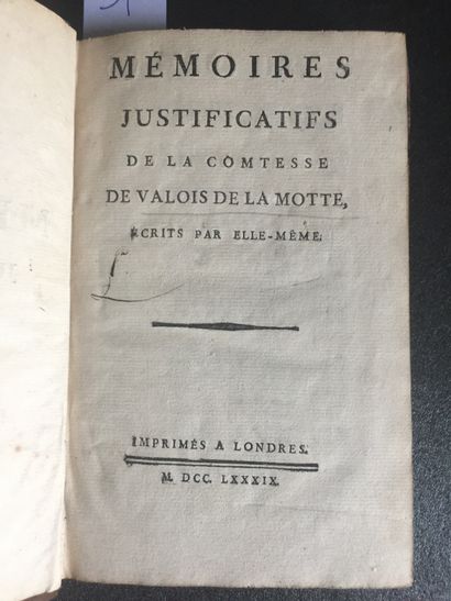  [AFFAIRE du COLLIER] Mémoires justificatifs de la Comtesse de Valois de La Motte...