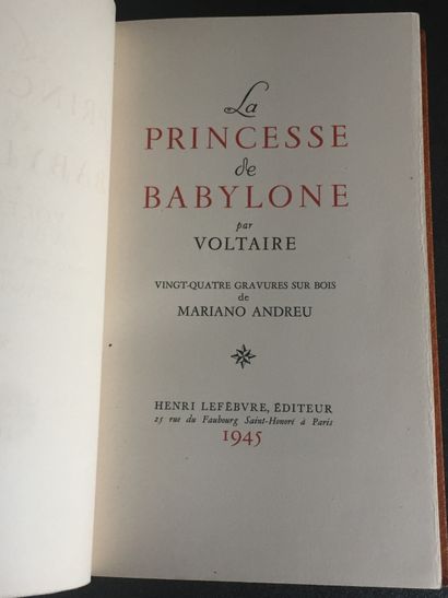 null VOLTAIRE: The Princess of Babylon. Henri Lefèbvre, 1945. In-8 havana morocco,...