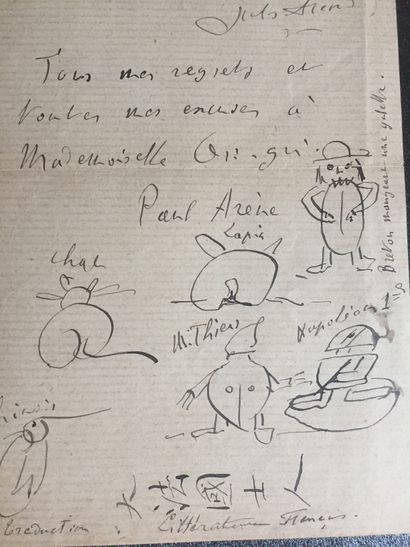  ARENE (Paul) poète provençal et écrivain français (1843-1896) LAS non datée, 3 pages...