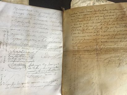 null MANUSCRITS - Réunion de 3 document manuscrits sur peau de vélin d'époque XVIIe...