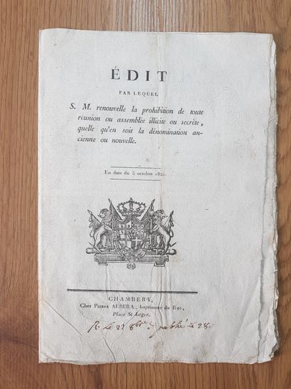 [SAVOIE] Document imprimé à Chambéry cher...