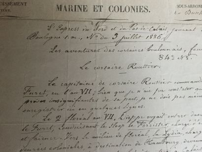 null [MARINE] ROUTTIER, Capitaine au long Cours: Reunion of original documents concerning...