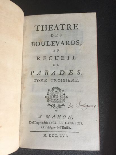 null GUEULETTE et MONCRIF : Théâtre des Boulevards ou recueil de parades. Gilles...