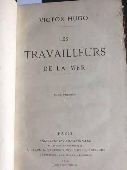  HUGO (V.): Les Travailleurs de la mer. Lacroix, Verboeckhovenn et Cie, 1866. 3 vol....