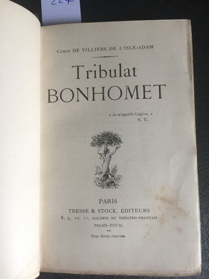 null VILLIERS de L'ISLE ADAM: Tribulat Bonhomet. Tresse et Stock, s.d. (1887). In-12...