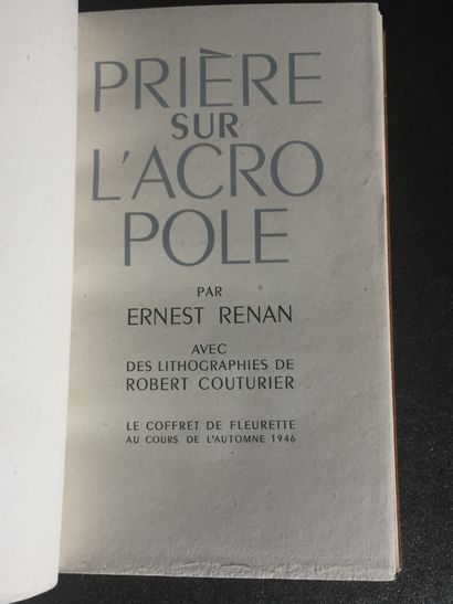 null RENAN (E.): Prière sur l'Acropole. Le Coffret de Fleurette, 1946. In-12 maroquin...