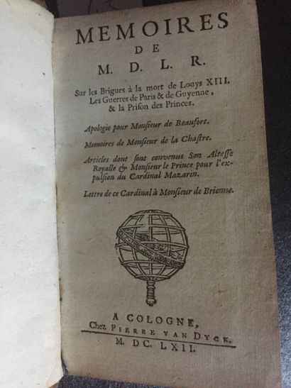  LA ROCHEFOUCAULD : Mémoires de M. D. L. R. Sur les Brigues à la mort de Louys XIII....