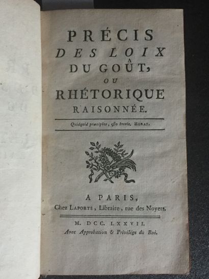 null [MENARD] Précis des loix du goût, ou rhétorique raisonnée. Paris, Laporte, 1777....