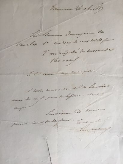  LAMARTINE Alphonse de (1790-1869) LAS datée du 26 Octobre 1854. Une page in-4: envoi...