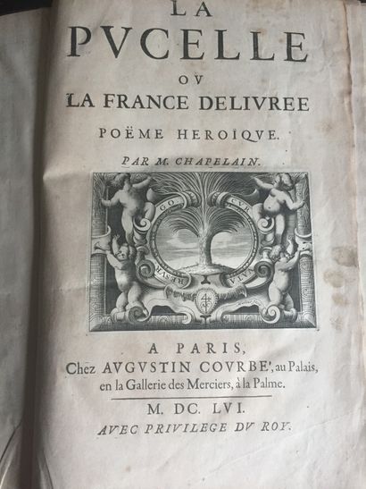 null CHAPELAIN : La Pucelle ou la France délivrée. Poëme héroique. A. Courbé, 1656....