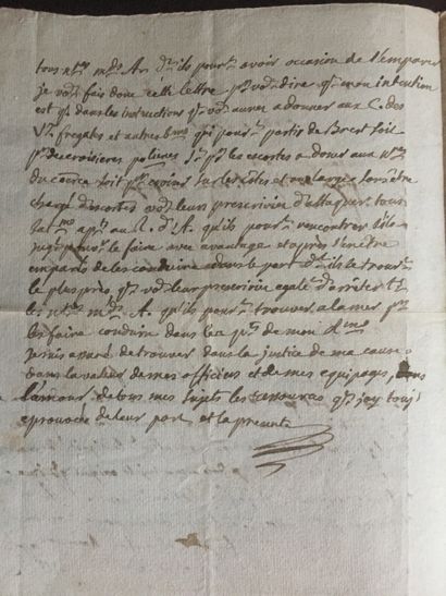 null [MARINE] La BELLE POULE - Letter from the King to Mr de La Prévalaye. 28 June...