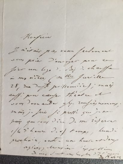 null 
BALZAC Honoré de (1799-1850) LAS non datée, une page in-12: "Je n'étais pas...