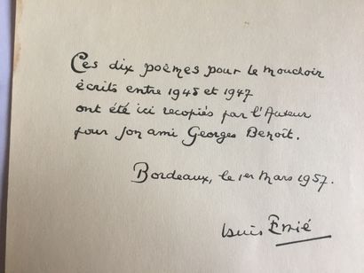 null EMIE (Louis) écrvain et poète français (1900-1967) : Manuscrit: Dix poèmes pour...