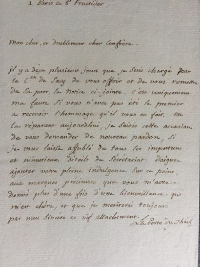  LA PORTE DU THEIL François (1742-1815) Erudit, membre de l'Institut en 1795, Conservateur...