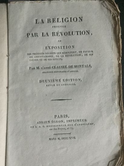  [REVOLUTION Française] CLAUSEL de MONTALS (abbé): La religion prouvée par la Révolution...
