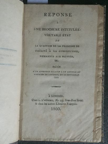 null [French REVOLUTION] Answer to a pamphlet entitled: véritable état de la question...