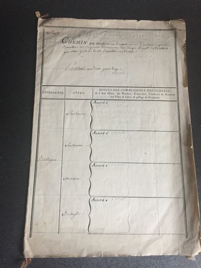 null LOUIS XV - Ordre de route signé "Louis" et contresigné "Ségur": Chemin que tiendront...