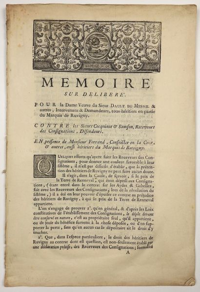 null AISNE. 1762. LAONNOIS - DE MASSÜE Marquis de RUVIGNY (10), Baron de RENNEVAL...