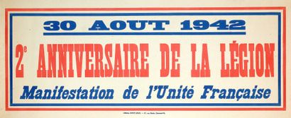 null (LA LÉGION) «30 Août 1942. 2e Anniversaire de LA LÉGION. Manifestation de l'Unité...