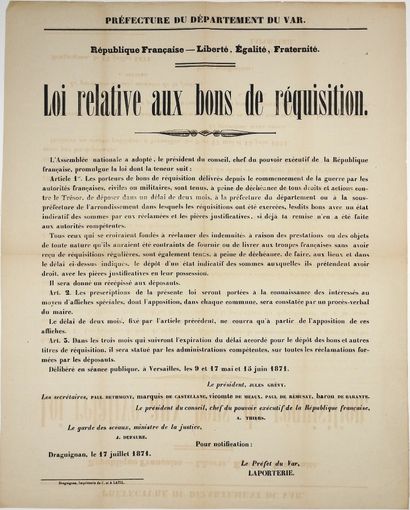 null VAR. "LAW relative to the BONS DE RÉQUISITION". (concerning the Indemnities...