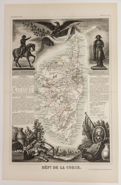 null CORSICA. 1854. Map (50 x 32 cm) of the Department of CORSICA. Printed by DUPUICH...