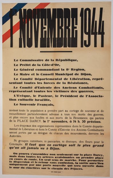 null (LIBÉRATION DE LA CÔTE D'OR) «1ER NOVEMBRE 1944 - Invitation de la population...