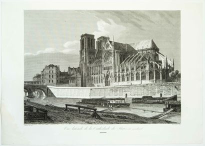 null "Lateral view of the cathedral of Paris, southern side. Chapuy del. 1833, Ransonnette...