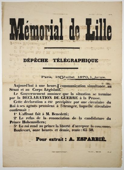 (DÉCLARATION DE LA GUERRE 1870.) “MÉMORIAL...