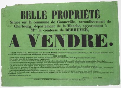 null MANCHE. 1842. Comte de BERRUYER. Château de GONNEVILLE - Avril 1842. “Belle...