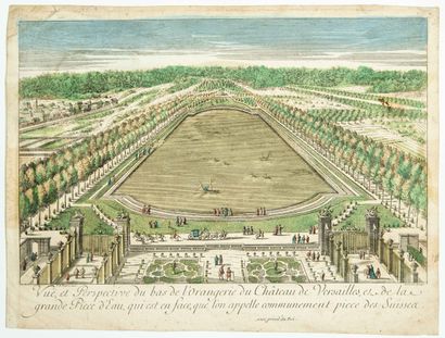 null YVELINES. Château de VERSAILLES : « Vue et perspective du bas de l’Orangerie...