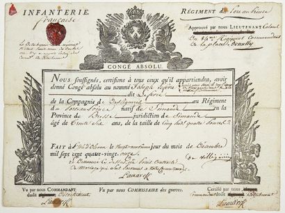 null ILE D'OLÉRON (17). ST DOMINGUE. 1791. REGIMENT OF PORT AU PRINCE Infantry. Absolute...