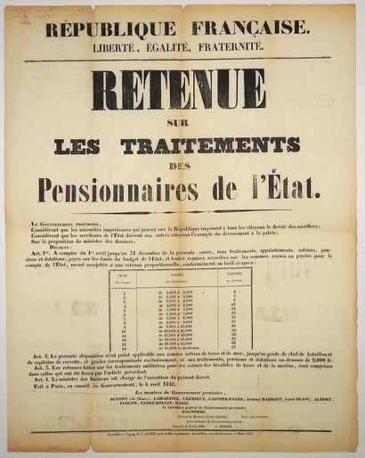 null GOUVERNEMENT PROVISOIRE DE 1848 (DUPONT de l'Eure, LAMARTINE, CREMIEUX, GARNIER-PAGES,...