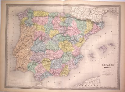 null 11 CARTES DE L’ESPAGNE ET DU PORTUGAL. 11 Cartes géographiques in-plano. Bon...