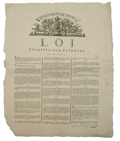 null " DEPARTMENT OF DOUBS. THE LAW AND THE KING." (Large Vignette) - Law relating...