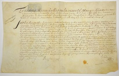 null VISCOUNTY OF AUGE. 1715. Registration of a MARRIAGE CONTRACT according to the...
