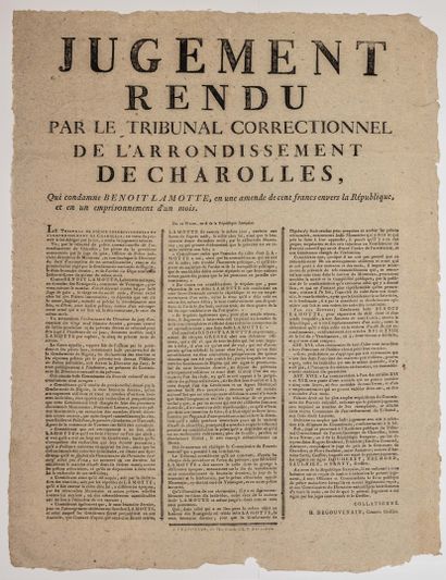SAÔNE-ET-LOIRE. 1797. ATTROUPEMENT SÉDITIEUX...